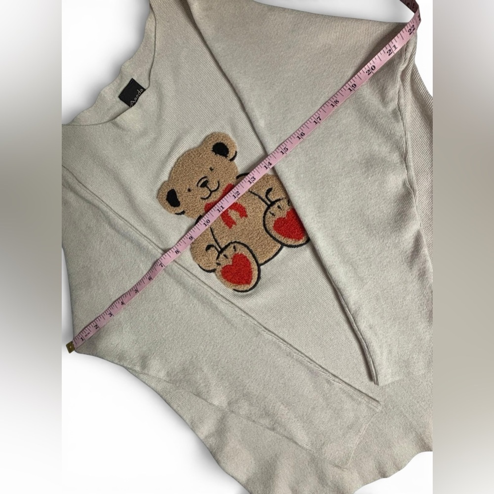 Aaeda Cream Teddy Bear Knit Sweater Dolman Sleeve Size S - Picture 3 of 7